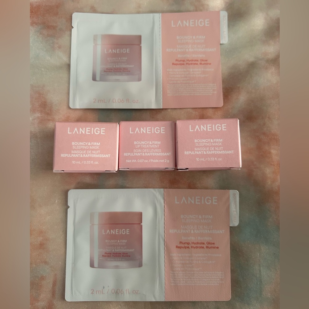LANEIGE Bouncy & Firm Bundle - Sleeping Mask (2) & Lip Treatment (1) + samples